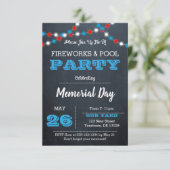 Chalkboard Patriotic Lights Feestuitnodiging Kaart (Staand voorkant)