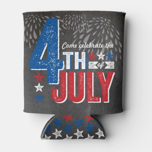 Chalkboard Patriottisch Vuurwerk 4 juli Feest Blikjeskoeler (Voorkant)
