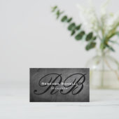 Chalkboard Pattern Monogram Manager Visitekaartje (Staand voorkant)
