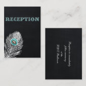 Chalkboard pauw bruiloft receptie uitnodigen informatiekaartje (Voorkant / Achterkant)