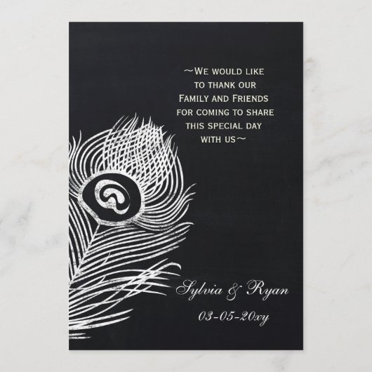 Chalkboard-pauwgumkaarten voor vreedzame bruiloft Menu (Achterkant)