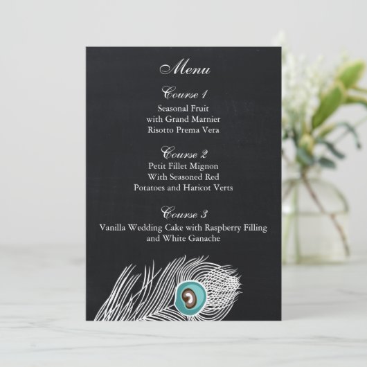  Chalkboard-pauwgumkaarten voor vreedzame bruiloft Menu (Staand voorkant)
