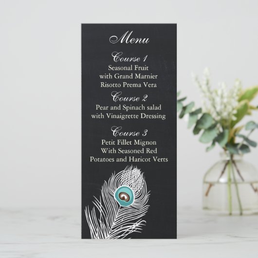  Chalkboard-pauwgumkaarten voor vreedzame bruiloft Menu (Staand voorkant)