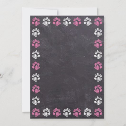Chalkboard Paw Drukt roze Baby shower Kaart (Achterkant)