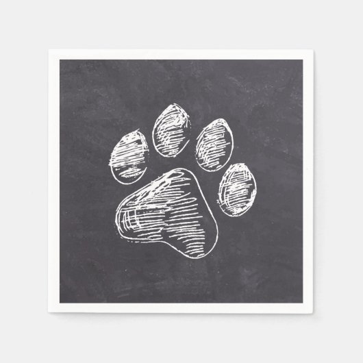 Chalkboard Paw Print - Puppy Pawty - Dog Birthday Servet (Voorkant)