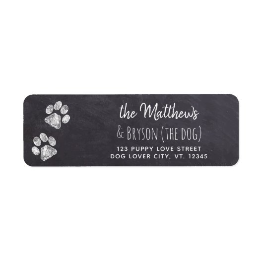 Chalkboard Paw Print Puppy Return Label (Voorkant)