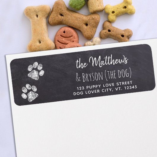 Chalkboard Paw Print Puppy Return Label