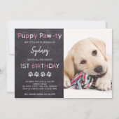 Chalkboard Pawty Puppy Dog Verjaardag Kaart (Voorkant)