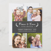 Chalkboard Peace and Love Holiday-fotokaart Feestdagenkaart (Voorkant)