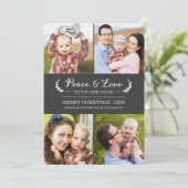 Chalkboard Peace and Love Holiday-fotokaart Feestdagenkaart (Staand voorkant)