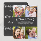 Chalkboard Peace and Love Holiday-fotokaart Feestdagenkaart (Voorkant / Achterkant)