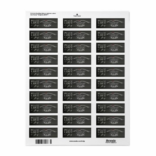 Chalkboard Peace Love Joy Holiday Etiket (Full Sheet)