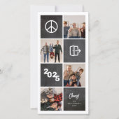 Chalkboard Peace Out 2024 Blokken 4 Fotocollage Feestdagenkaart (Voorkant)