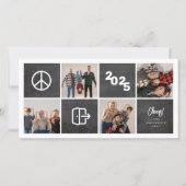 Chalkboard Peace Out 2024 Blokken 4 Fotocollage Feestdagenkaart (Voorkant)