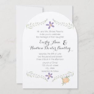 Chalkboard Peach Lila Aqua Floral Garland Wedding Kaart