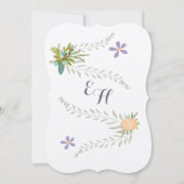 Chalkboard Peach Lila Aqua Floral Garland Wedding Kaart (Achterkant)