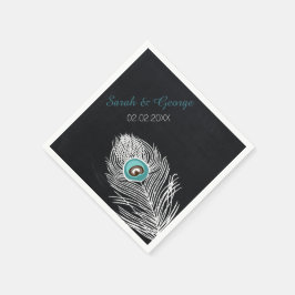 Chalkboard Peacock gepersonaliseerde bruiloft serv Servetten