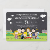 Chalkboard Peanuts Charlie Brown en Gang Birthday Kaart (Voorkant)