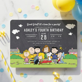 Chalkboard Peanuts Charlie Brown en Gang Birthday Kaart