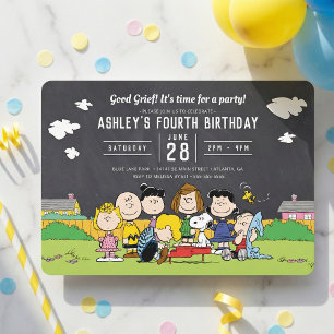 Chalkboard Peanuts Charlie Brown en Gang Birthday Kaart