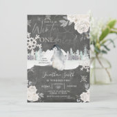 Chalkboard Penguin Winter Onederland 1e verjaardag Kaart (Staand voorkant)