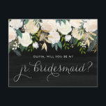 Chalkboard Peonies zal je mijn Jr. Bridesmaid zijn Uitnodiging Briefkaart<br><div class="desc">Vraag je vrienden en familie om deel uit te maken van je bruiloft met deze florale kaart "Will You Be My Jr. Bridesmaid" met waterverf pinda's met gouden folie en gouden glitteraccenten met faux-alkboardachtergrond. Overeenkomende objecten zijn beschikbaar.</div>
