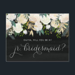 Chalkboard Peonies zal je mijn Jr. Bridesmaid zijn Uitnodiging Briefkaart<br><div class="desc">Vraag je vrienden en familie om deel uit te maken van je bruiloft met deze florale kaart "Will You Be My Jr. Bridesmaid" met waterverf pinda's met gouden folie en gouden glitteraccenten met faux-alkboardachtergrond. Overeenkomende objecten zijn beschikbaar.</div>