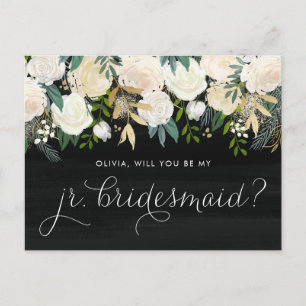 Chalkboard Peonies zal je mijn Jr. Bridesmaid zijn Uitnodiging Briefkaart