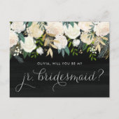 Chalkboard Peonies zal je mijn Jr. Bridesmaid zijn Uitnodiging Briefkaart (Voorkant)