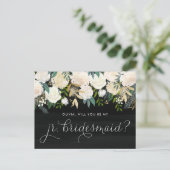 Chalkboard Peonies zal je mijn Jr. Bridesmaid zijn Uitnodiging Briefkaart (Staand voorkant)