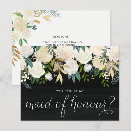 Chalkboard Peonies zal je zijn mijn eerbetoon zijn Uitnodiging Briefkaart (Voorkant / Achterkant)