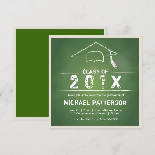 Chalkboard Pet en Tassel Graduation Party Kaart (Voorkant / Achterkant)