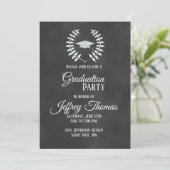 Chalkboard Pet & Leaves Afstudeerder Invitation 5" Kaart (Staand voorkant)