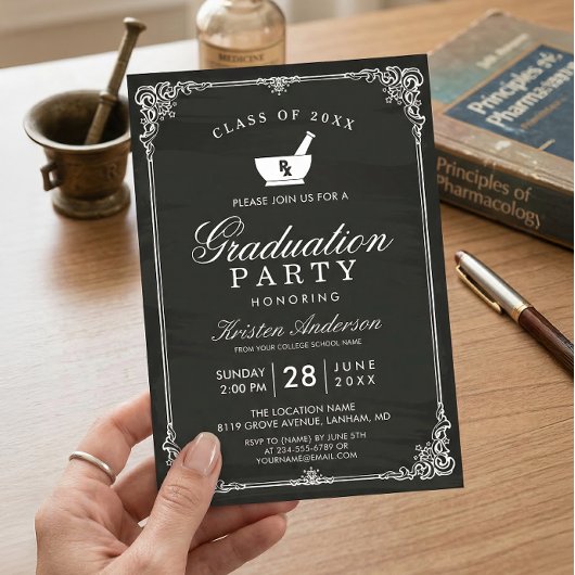 Chalkboard Pharmacy School Graduation Party Kaart