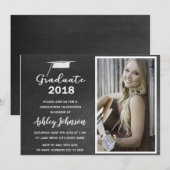 Chalkboard Photo Afstuderen Invitation Kaart (Voorkant / Achterkant)