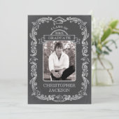 Chalkboard Photo Afstuderen Invitation Kaart (Staand voorkant)