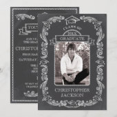 Chalkboard Photo Afstuderen Invitation Kaart (Voorkant / Achterkant)