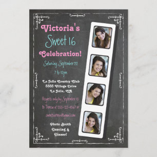 Chalkboard Photo Booth Party-uitnodigingen Kaart