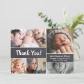 Chalkboard Photo Collage Baby shower Hartelijk dan Bedankkaart (Staand voorkant)