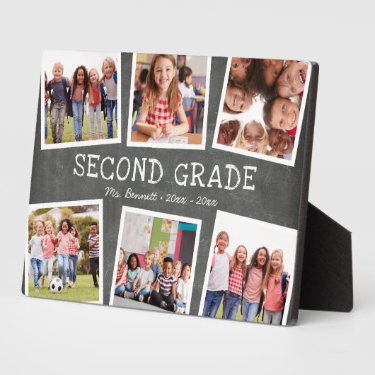Chalkboard Photo Collage Kinder School Year Keepom Fotoplaat (Zijkant)