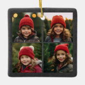 Chalkboard Photo Collage Merry kerst Holly Keramisch Ornament (Voorkant)