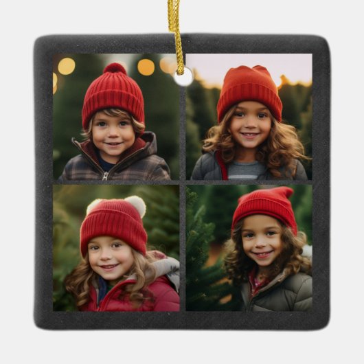 Chalkboard Photo Collage Merry kerst Holly Keramisch Ornament (Voorkant)