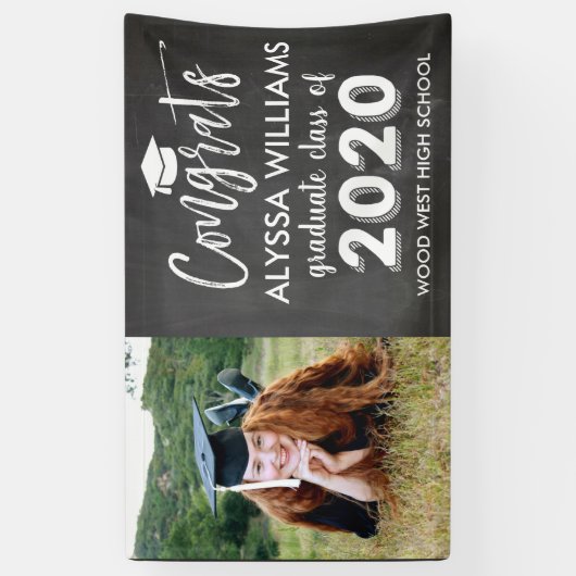 Chalkboard Photo Custom Afstuderen 2020-Afstuderen Spandoek (Verticaal)