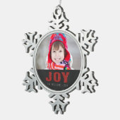 Chalkboard Photo Holiday Greeting | Rode Joy Tin Sneeuwvlok Ornament (Rechts)