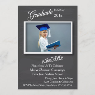 Chalkboard Photo Lijst Afstuderen Invitation 2 Kaart