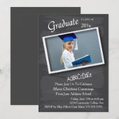 Chalkboard Photo Lijst Afstuderen Invitation Kaart (Voorkant / Achterkant)