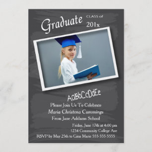 Chalkboard Photo Lijst Afstuderen Invitation Kaart