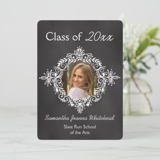 Chalkboard Photo Lijst Deco High School Afstuderen Kaart (Staand voorkant)