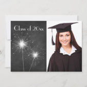 Chalkboard Photo Sparkler Afstuderen Invite Kaart (Voorkant)