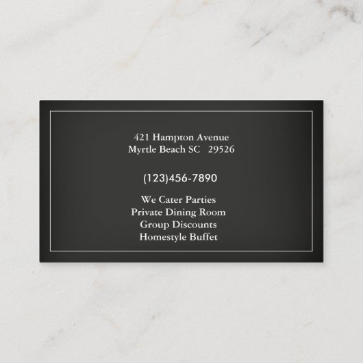 Chalkboard Pig Barbecue Pork Visitekaartje (Achterkant)